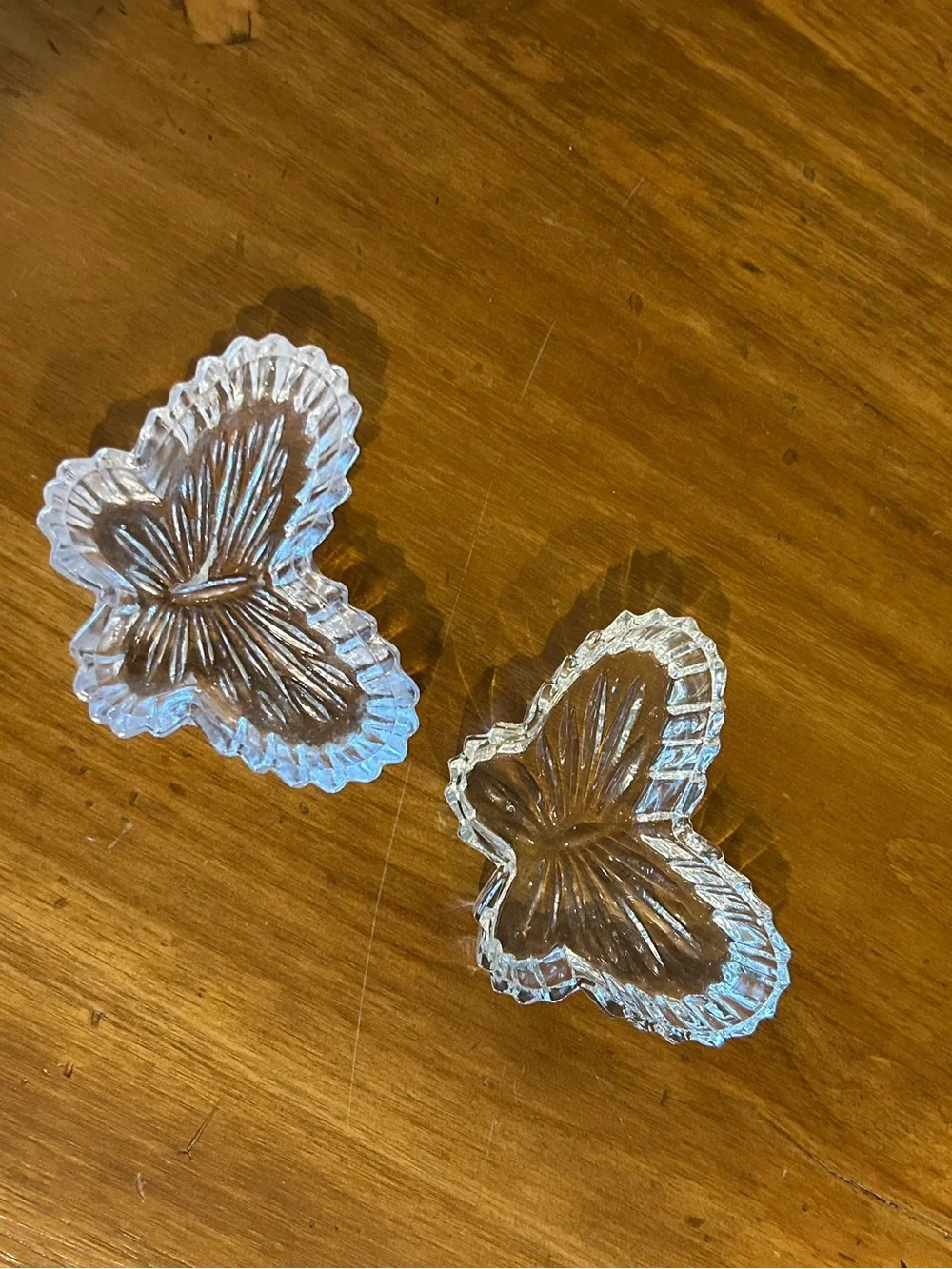 Clear Glass Butterfly Trinket Dishes - Set of 2